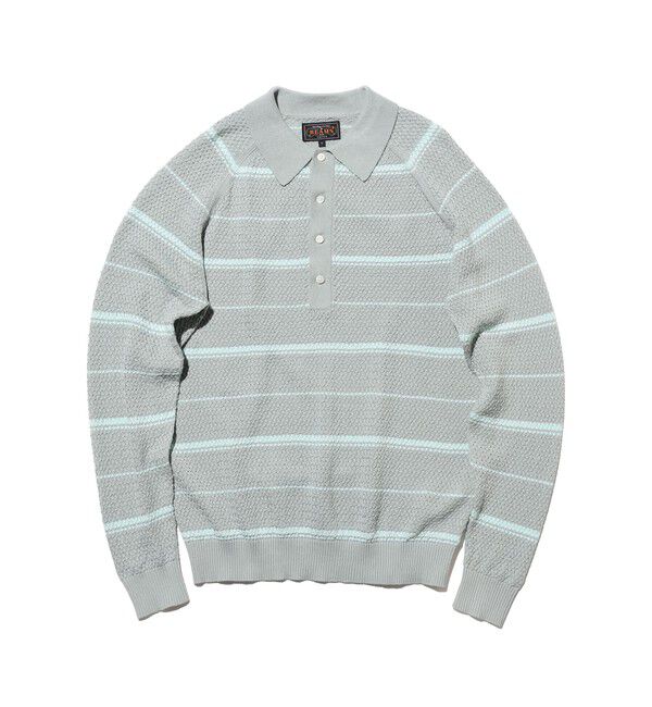 BEAMS PLUS「Knit Polo Basket Weave Stripe」|ポロシャツ|