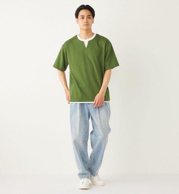 SHIPS Colors 「SHIPS Colors:〈手洗い可能〉フェイクレイヤード キーネック ショートスリーブ」|Tシャツ・カットソー|