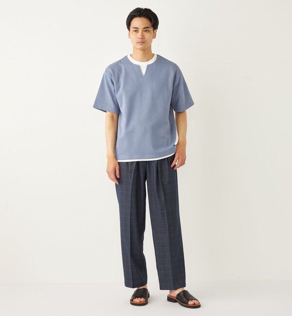 SHIPS Colors 「SHIPS Colors:〈手洗い可能〉フェイクレイヤード キーネック ショートスリーブ」|Tシャツ・カットソー|