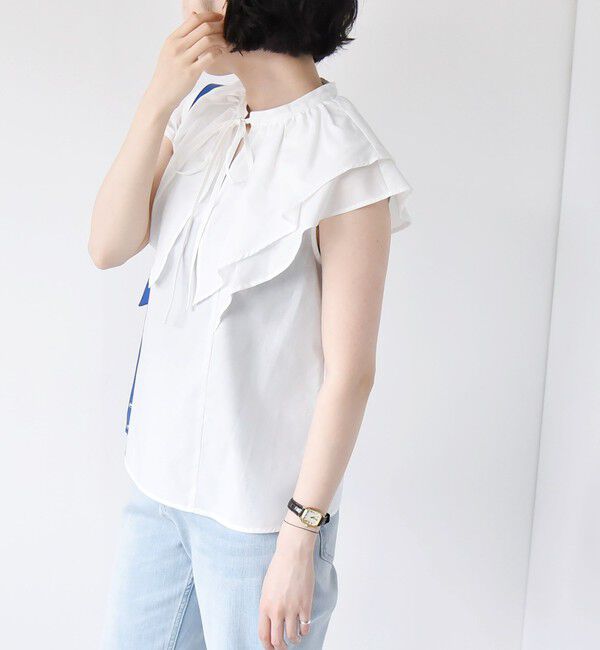 quaranciel「quaranciel:〈洗濯機可能〉ブロード ラッフル スタンドカラー ブラウス」|シャツ・ブラウス|