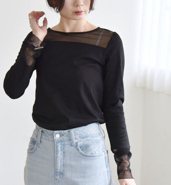 quaranciel「quaranciel:〈手洗い可能〉チュール レイヤード カットソー」|Tシャツ・カットソー|