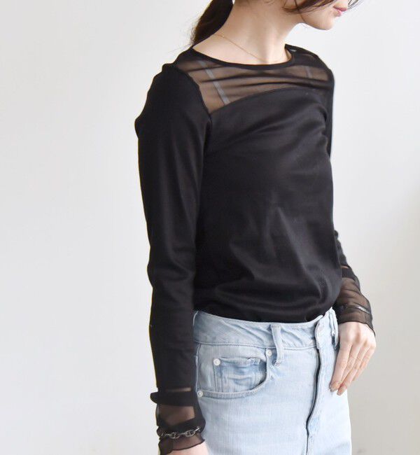 quaranciel「quaranciel:〈手洗い可能〉チュール レイヤード カットソー」|Tシャツ・カットソー|