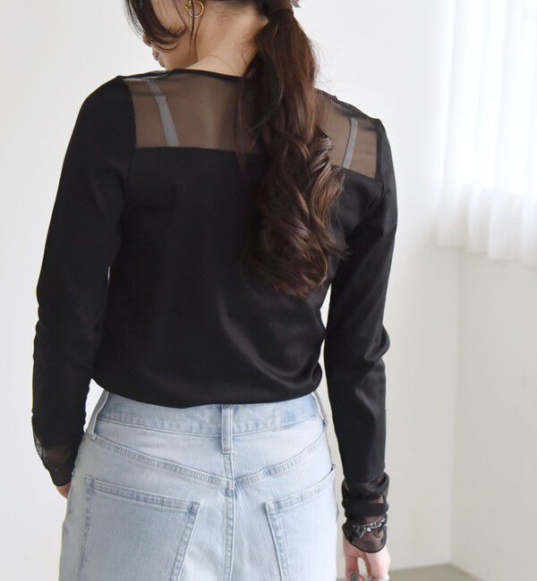 quaranciel「quaranciel:〈手洗い可能〉チュール レイヤード カットソー」|Tシャツ・カットソー|