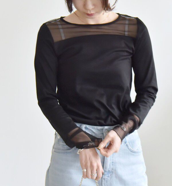 quaranciel「quaranciel:〈手洗い可能〉チュール レイヤード カットソー」|Tシャツ・カットソー|