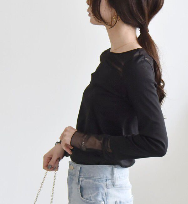 quaranciel「quaranciel:〈手洗い可能〉チュール レイヤード カットソー」|Tシャツ・カットソー|