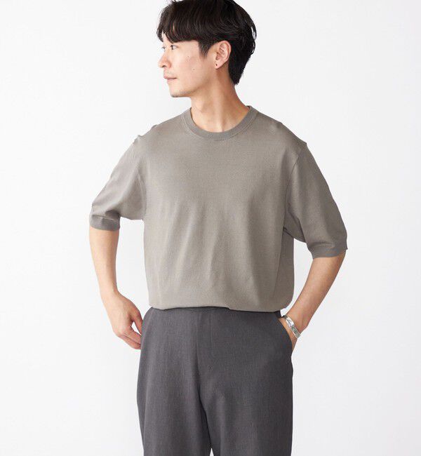 SHIPS「SHIPS: リネン&times;TEXBRID クルーネック ニット Tシャツ」|ニット・セーター|
