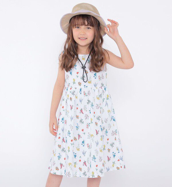 SHIPS KIDS「SHIPS KIDS:100～130cm / フラワー ノースリーブ ワンピース」|ワンピース|オフホワイト