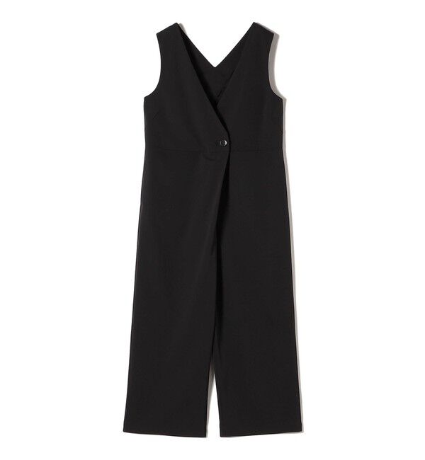 SHIPS for women「little black: 〈洗濯機可能〉ストレッチ ツイル フロント釦  Vネック オールインワン（セレモニー対応可）」|オールインワン|