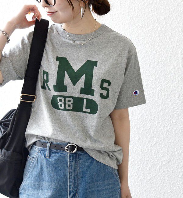 SHIPS any「Champion:〈洗濯機可能〉グラフィック ロゴ ショート スリーブ TEE」|Tシャツ・カットソー|ライトグレー