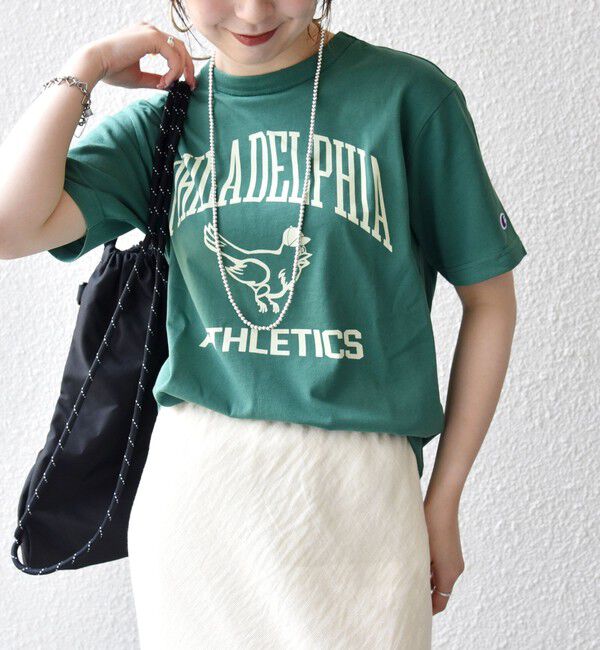 SHIPS any「Champion:〈洗濯機可能〉グラフィック ロゴ ショート スリーブ TEE」|Tシャツ・カットソー|グリーン