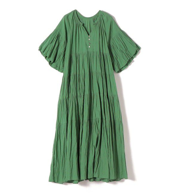 SHIPS for women「【SHIPS別注】Fanaka:〈手洗い可能〉クリンクル 袖 フレア ワンピース」|ワンピース|
