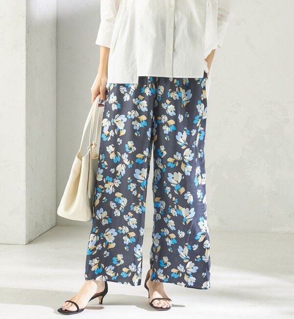 SHIPS for women「〈手洗い可能〉IPEKER プリント ワイド パンツ」|その他|ネイビー