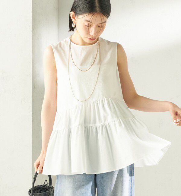 SHIPS for women「〈接触冷感 / 撥水加工〉TEXBRID(R) タフタ ノースリーブ ブラウス」|シャツ・ブラウス|