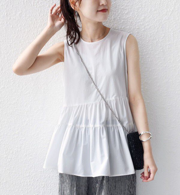 SHIPS for women「〈接触冷感 / 撥水加工〉TEXBRID(R) タフタ ノースリーブ ブラウス」|シャツ・ブラウス|