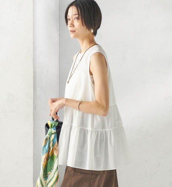 SHIPS for women「〈接触冷感 / 撥水加工〉TEXBRID(R) タフタ ノースリーブ ブラウス」|シャツ・ブラウス|