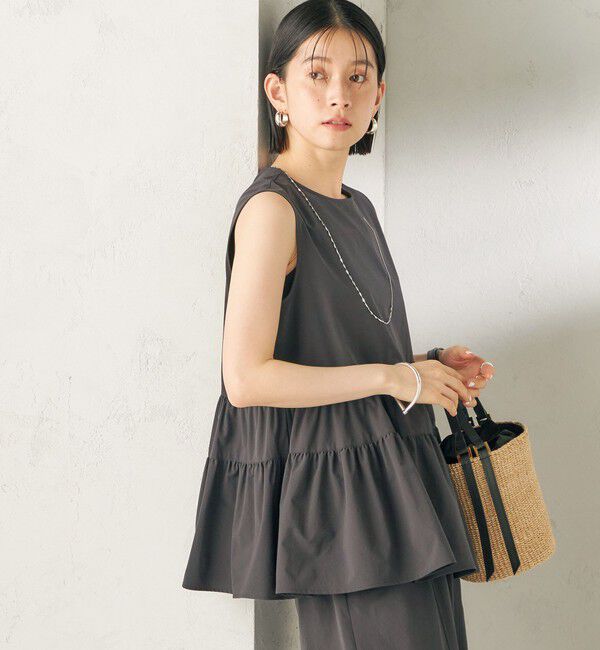 SHIPS for women「〈接触冷感 / 撥水加工〉TEXBRID(R) タフタ ノースリーブ ブラウス」|シャツ・ブラウス|