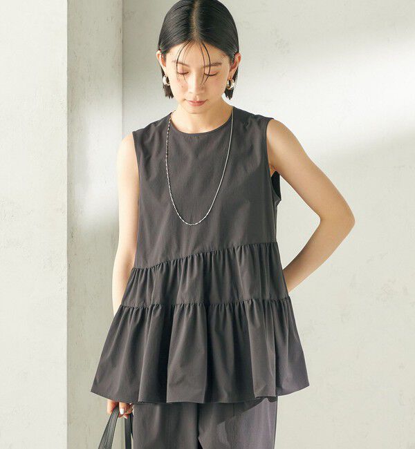 SHIPS for women「〈接触冷感 / 撥水加工〉TEXBRID(R) タフタ ノースリーブ ブラウス」|シャツ・ブラウス|