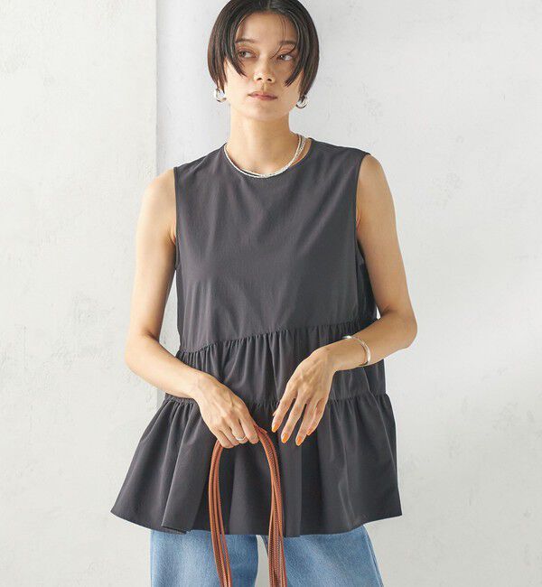 SHIPS for women「〈接触冷感 / 撥水加工〉TEXBRID(R) タフタ ノースリーブ ブラウス」|シャツ・ブラウス|
