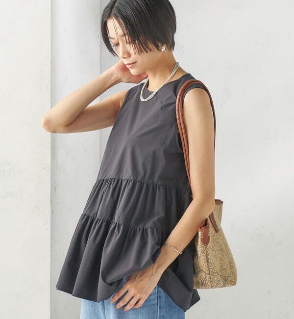 SHIPS for women「〈接触冷感 / 撥水加工〉TEXBRID(R) タフタ ノースリーブ ブラウス」|シャツ・ブラウス|