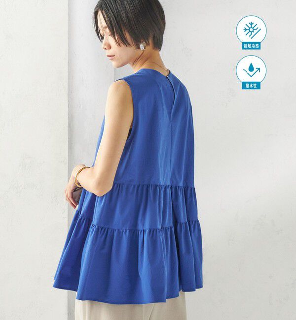 SHIPS for women「〈接触冷感 / 撥水加工〉TEXBRID(R) タフタ ノースリーブ ブラウス」|シャツ・ブラウス|ロイヤルブルー