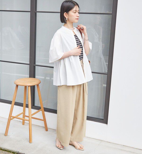 SHIPS for women「〈接触冷感 / 撥水加工〉TEXBRID(R) タフタ ショート スリーブ 羽織 シャツ」|シャツ・ブラウス|