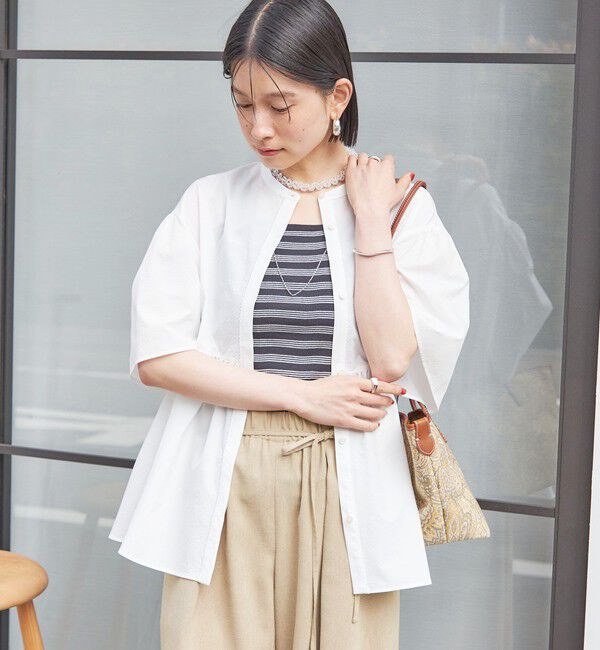 SHIPS for women「〈接触冷感 / 撥水加工〉TEXBRID(R) タフタ ショート スリーブ 羽織 シャツ」|シャツ・ブラウス|