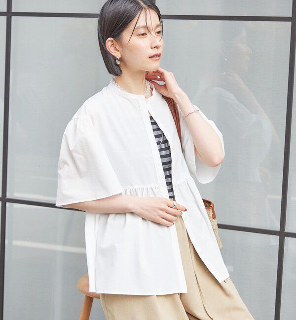 SHIPS for women「〈接触冷感 / 撥水加工〉TEXBRID(R) タフタ ショート スリーブ 羽織 シャツ」|シャツ・ブラウス|