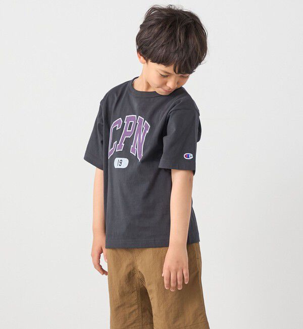 SHIPS any「Champion:〈洗濯機可能〉CPN プリント Tシャツ<KIDS>」|Tシャツ・カットソー|ブラック
