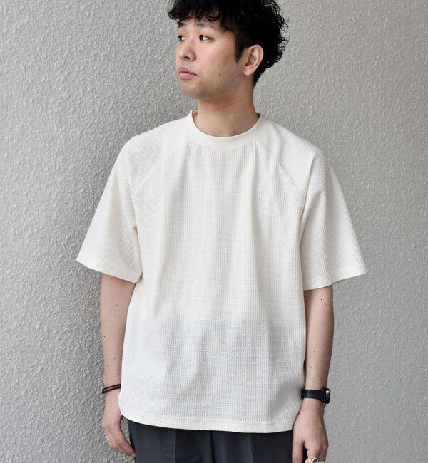 SHIPS any「【WEB限定】SHIPS any:〈UVカット〉SORONA(R) ワッフル ラグラン リラックス Tシャツ◇」|Tシャツ・カットソー|