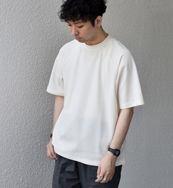 SHIPS any「【WEB限定】SHIPS any:〈UVカット〉SORONA(R) ワッフル ラグラン リラックス Tシャツ◇」|Tシャツ・カットソー|