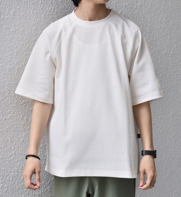 SHIPS any「【WEB限定】SHIPS any:〈UVカット〉SORONA(R) ワッフル ラグラン リラックス Tシャツ◇」|Tシャツ・カットソー|
