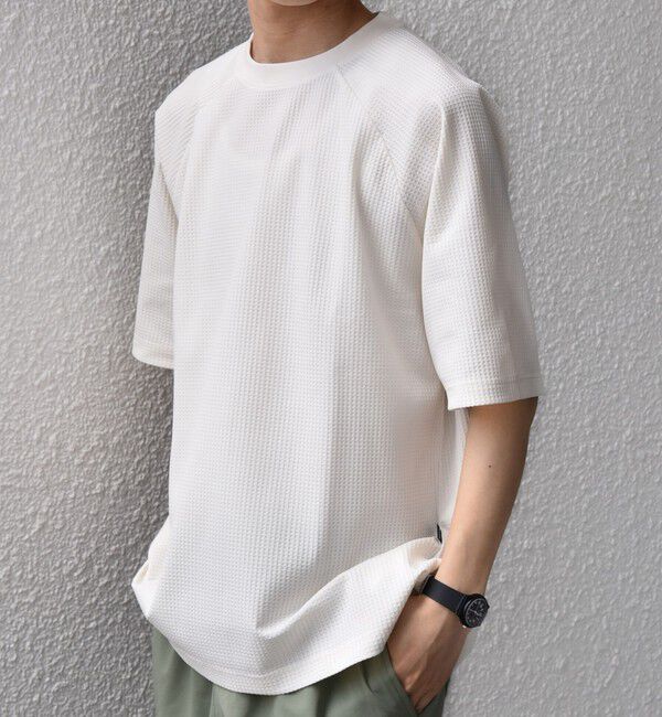 SHIPS any「【WEB限定】SHIPS any:〈UVカット〉SORONA(R) ワッフル ラグラン リラックス Tシャツ◇」|Tシャツ・カットソー|