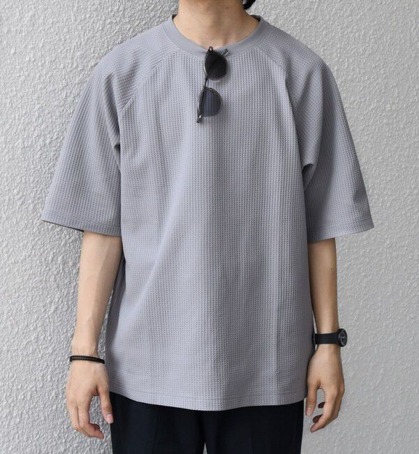 SHIPS any「【WEB限定】SHIPS any:〈UVカット〉SORONA(R) ワッフル ラグラン リラックス Tシャツ◇」|Tシャツ・カットソー|