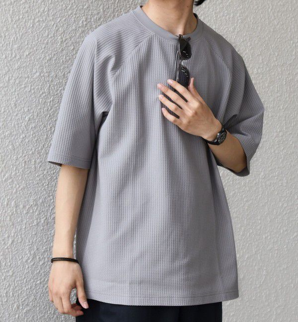 SHIPS any「【WEB限定】SHIPS any:〈UVカット〉SORONA(R) ワッフル ラグラン リラックス Tシャツ◇」|Tシャツ・カットソー|