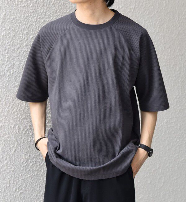 SHIPS any「【WEB限定】SHIPS any:〈UVカット〉SORONA(R) ワッフル ラグラン リラックス Tシャツ◇」|Tシャツ・カットソー|