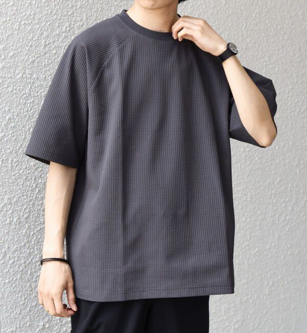 SHIPS any「【WEB限定】SHIPS any:〈UVカット〉SORONA(R) ワッフル ラグラン リラックス Tシャツ◇」|Tシャツ・カットソー|