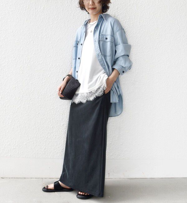 SHIPS for women「〈手洗い可能〉レース コンビ フレンチ スリーブ TEE」|Tシャツ・カットソー|