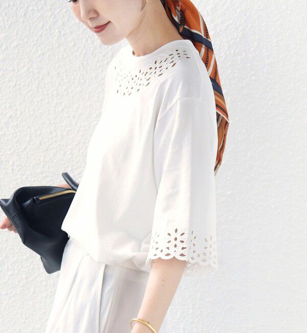 SHIPS for women「フラワー モチーフ カットワーク レース ショート スリーブ TEE」|Tシャツ・カットソー|
