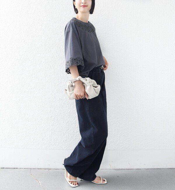 SHIPS for women「フラワー モチーフ カットワーク レース ショート スリーブ TEE」|Tシャツ・カットソー|