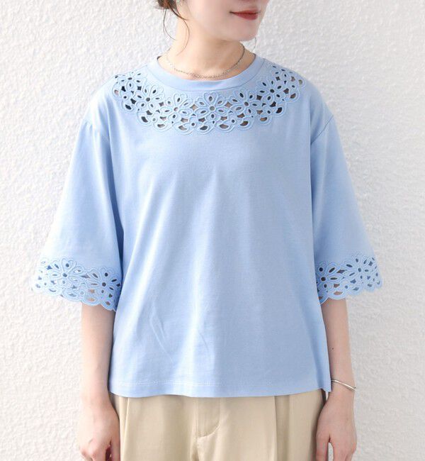 SHIPS for women「フラワー モチーフ カットワーク レース ショート スリーブ TEE」|Tシャツ・カットソー|