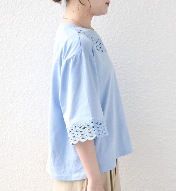 SHIPS for women「フラワー モチーフ カットワーク レース ショート スリーブ TEE」|Tシャツ・カットソー|