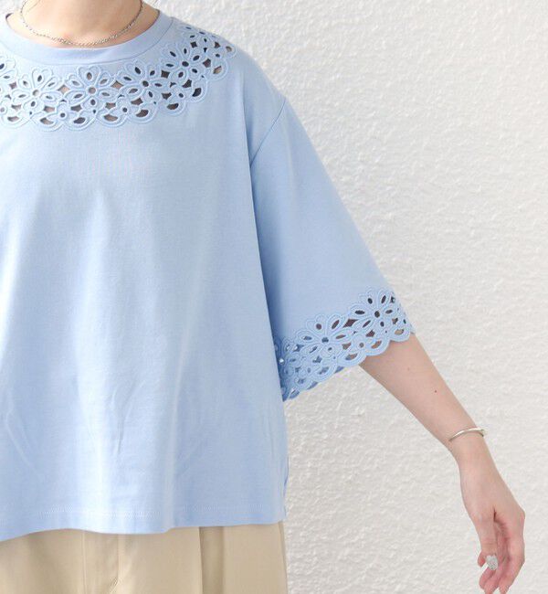 SHIPS for women「フラワー モチーフ カットワーク レース ショート スリーブ TEE」|Tシャツ・カットソー|