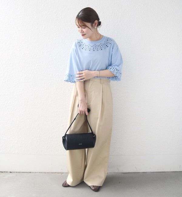 SHIPS for women「フラワー モチーフ カットワーク レース ショート スリーブ TEE」|Tシャツ・カットソー|