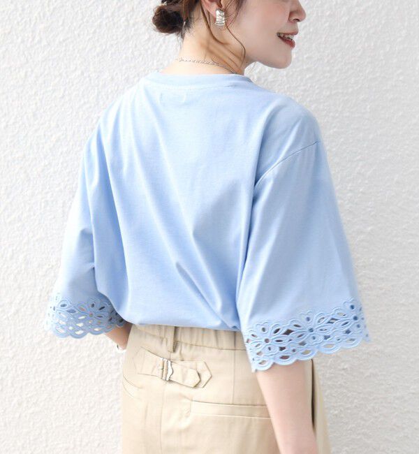 SHIPS for women「フラワー モチーフ カットワーク レース ショート スリーブ TEE」|Tシャツ・カットソー|