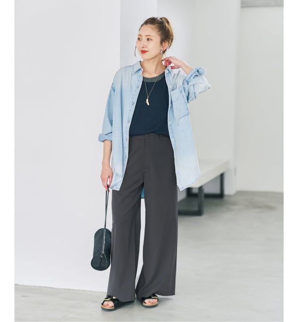 Spick and Span「ドライストレッチワイドパンツ」|スラックス|