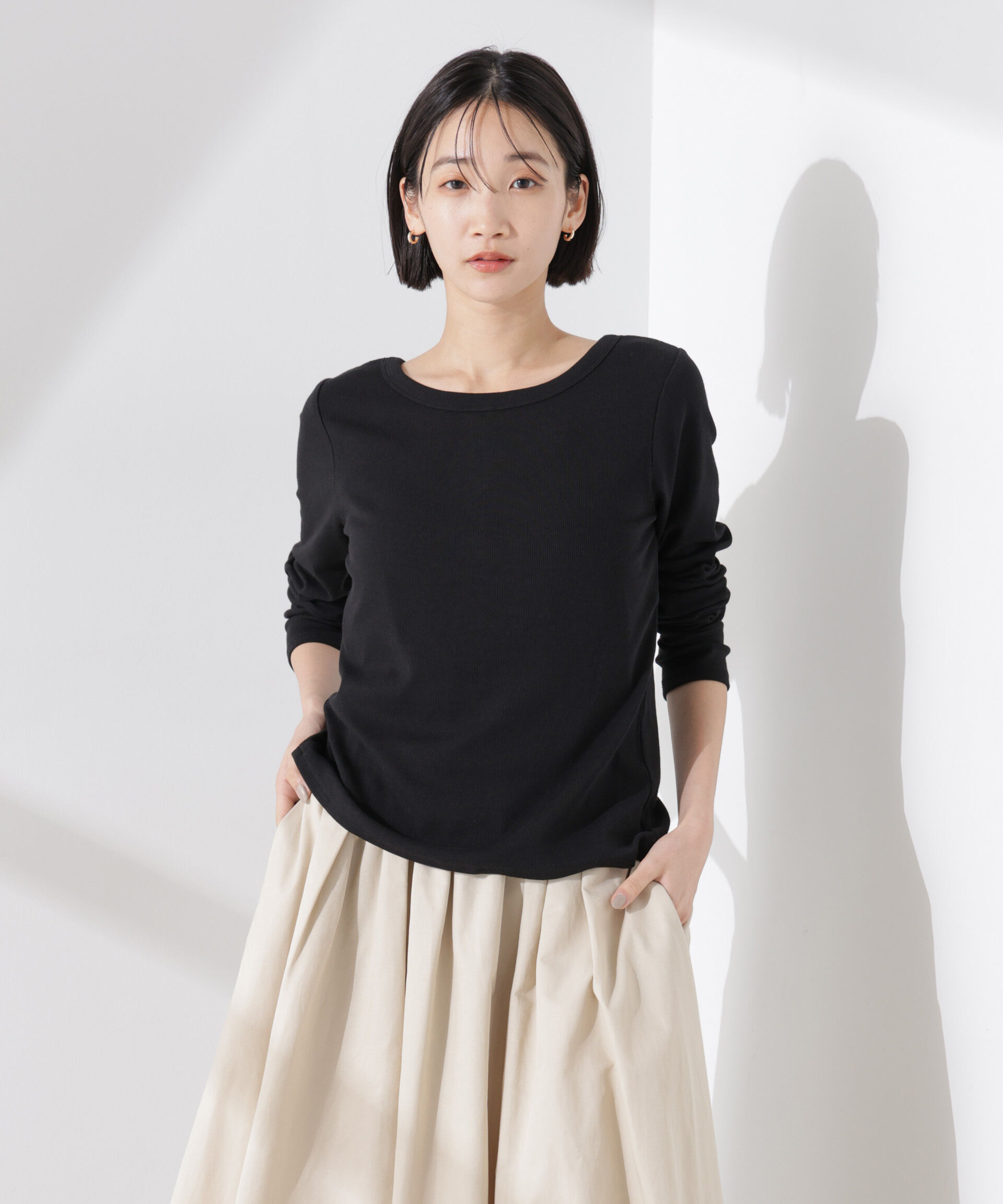 NANO universe「前後2wayクルーネックリブカットカーディガン」|Tシャツ・カットソー|