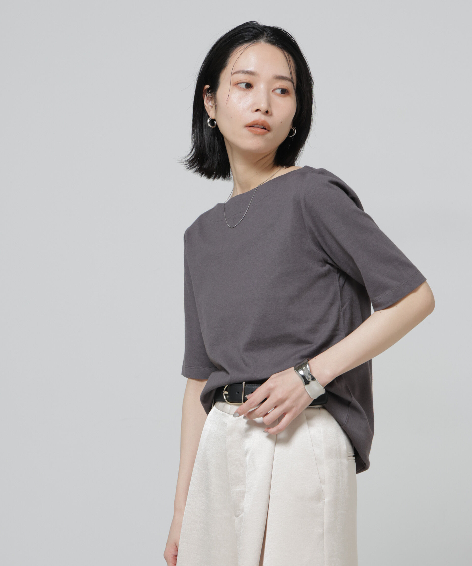 NANO universe「〈追加〉Anti Soaked(R) 汗染み防止ボートネックTシャツ」|Tシャツ・カットソー|