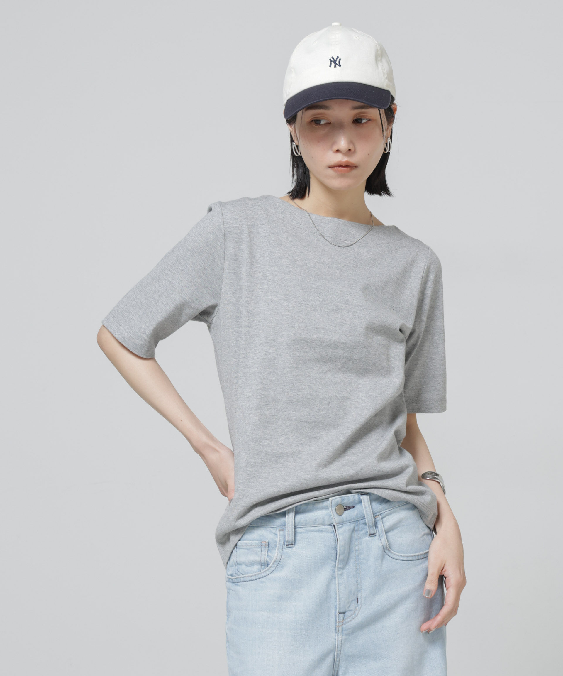 NANO universe「〈追加〉Anti Soaked(R) 汗染み防止ボートネックTシャツ」|Tシャツ・カットソー|