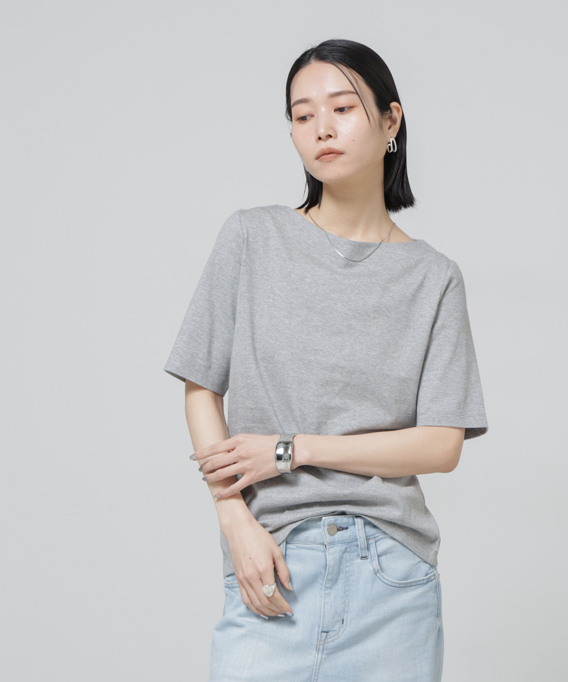 NANO universe「〈追加〉Anti Soaked(R) 汗染み防止ボートネックTシャツ」|Tシャツ・カットソー|