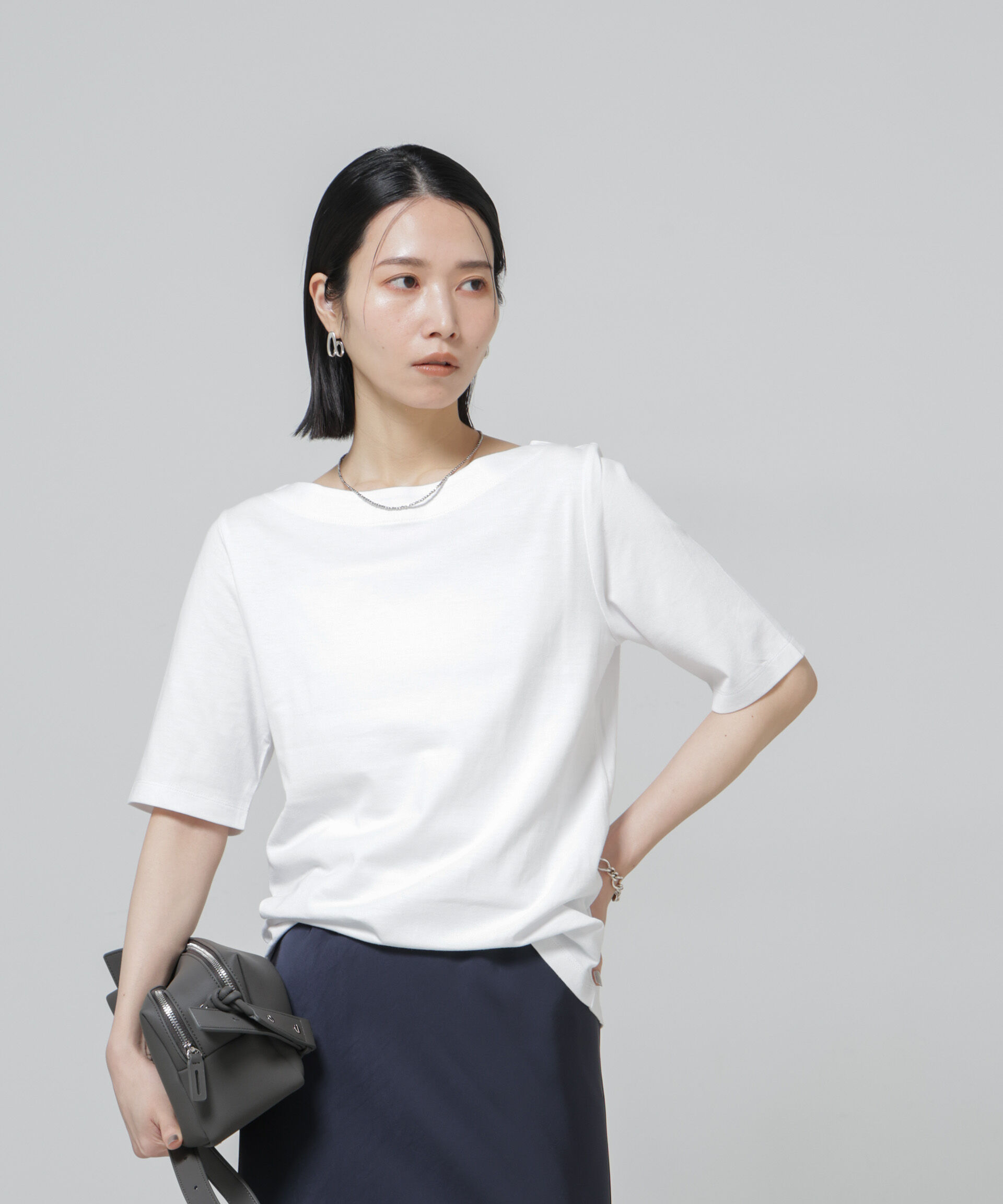 NANO universe「〈追加〉Anti Soaked(R) 汗染み防止ボートネックTシャツ」|Tシャツ・カットソー|